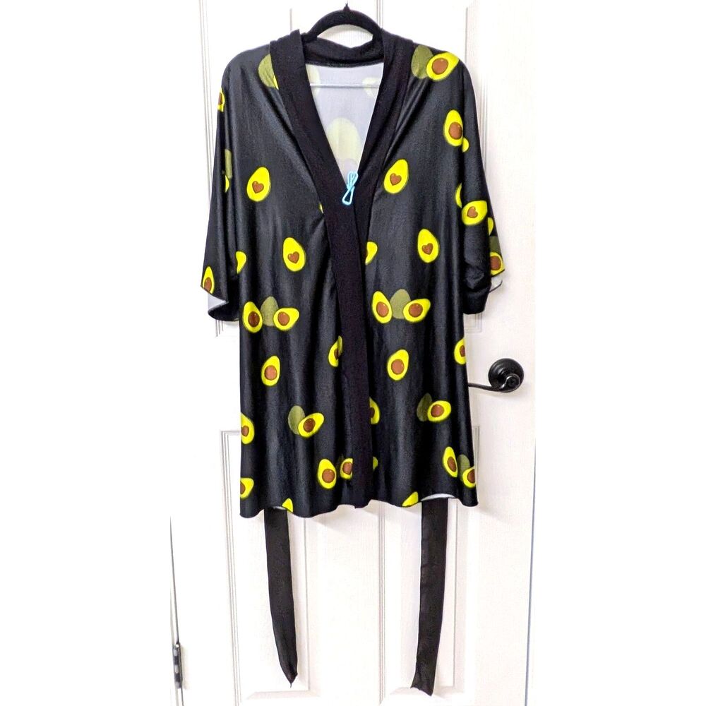 Unique Lightweight Avocado Print Robe Artsy Kimono One of a Kind | SZ S/M